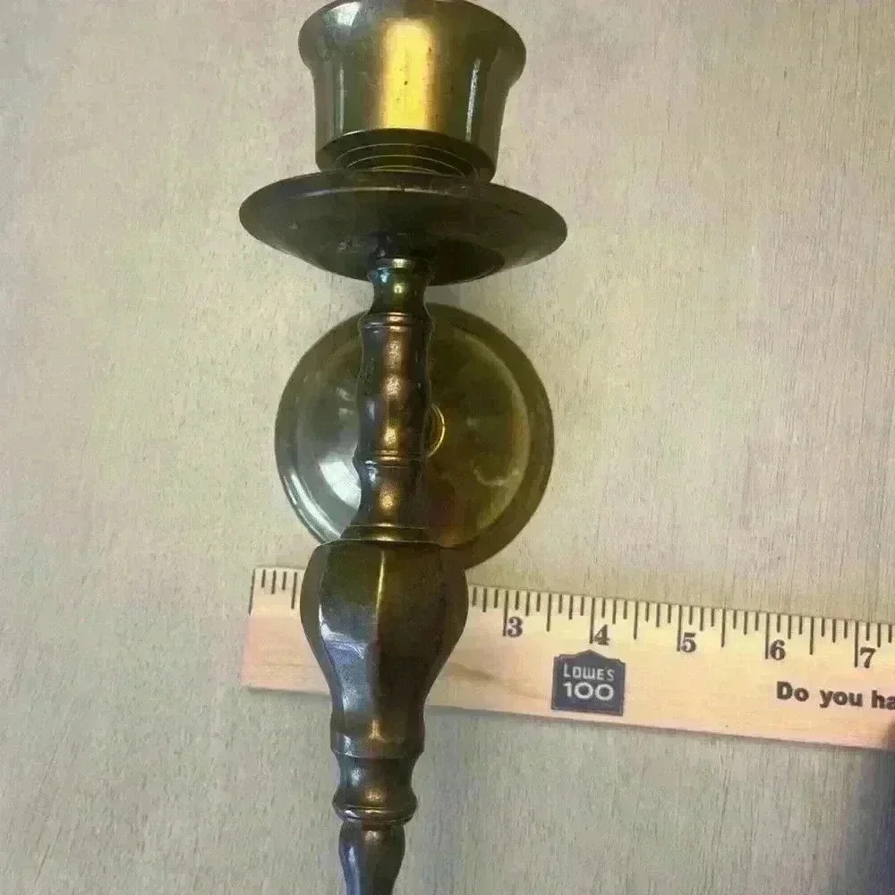 Vintage Solid Brass Wall Sconce Candle Holder - Picture 3 of 5